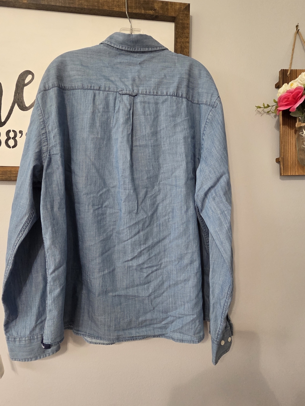 IZOD Saltwater Long Sleeve Button Down Shirt NWT Light Indigo Navy - 2XL - Picture 4 of 6